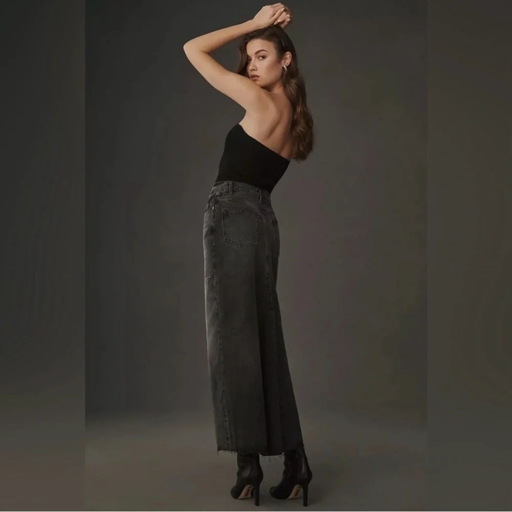 Reformation Tazz Maxi Denim Skirt Washed Black size 27